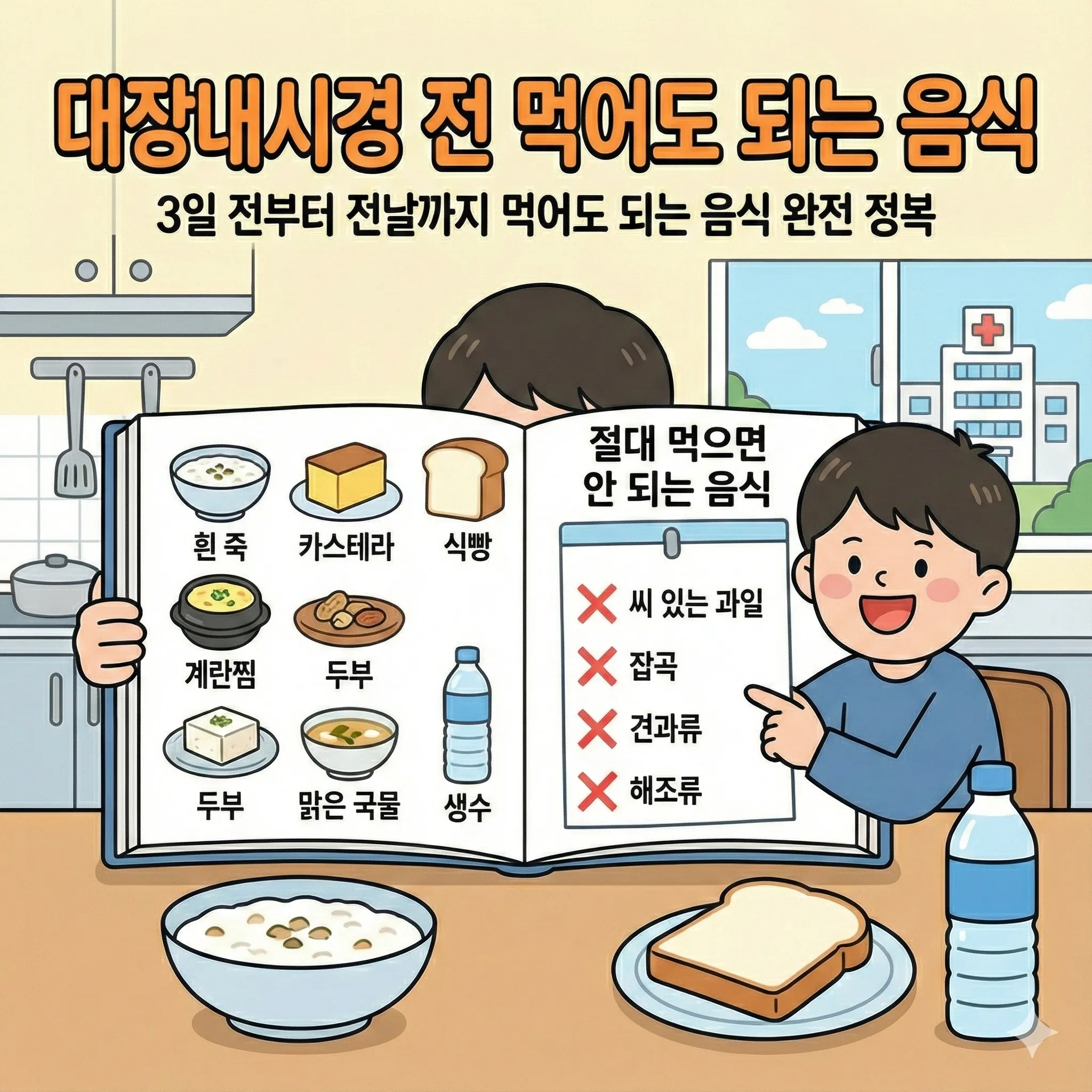 대장내시경 전 먹어도 되는음식,3일 전부터 전날까지 먹어도 되는 음식 완전 정복