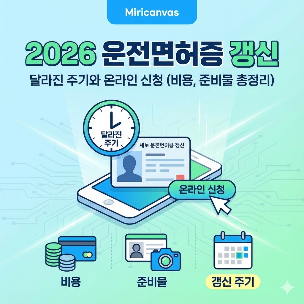 2026년 운전면허증 갱신, 달라진 주기와 온라인 신청 (비용, 준비물 총정리)