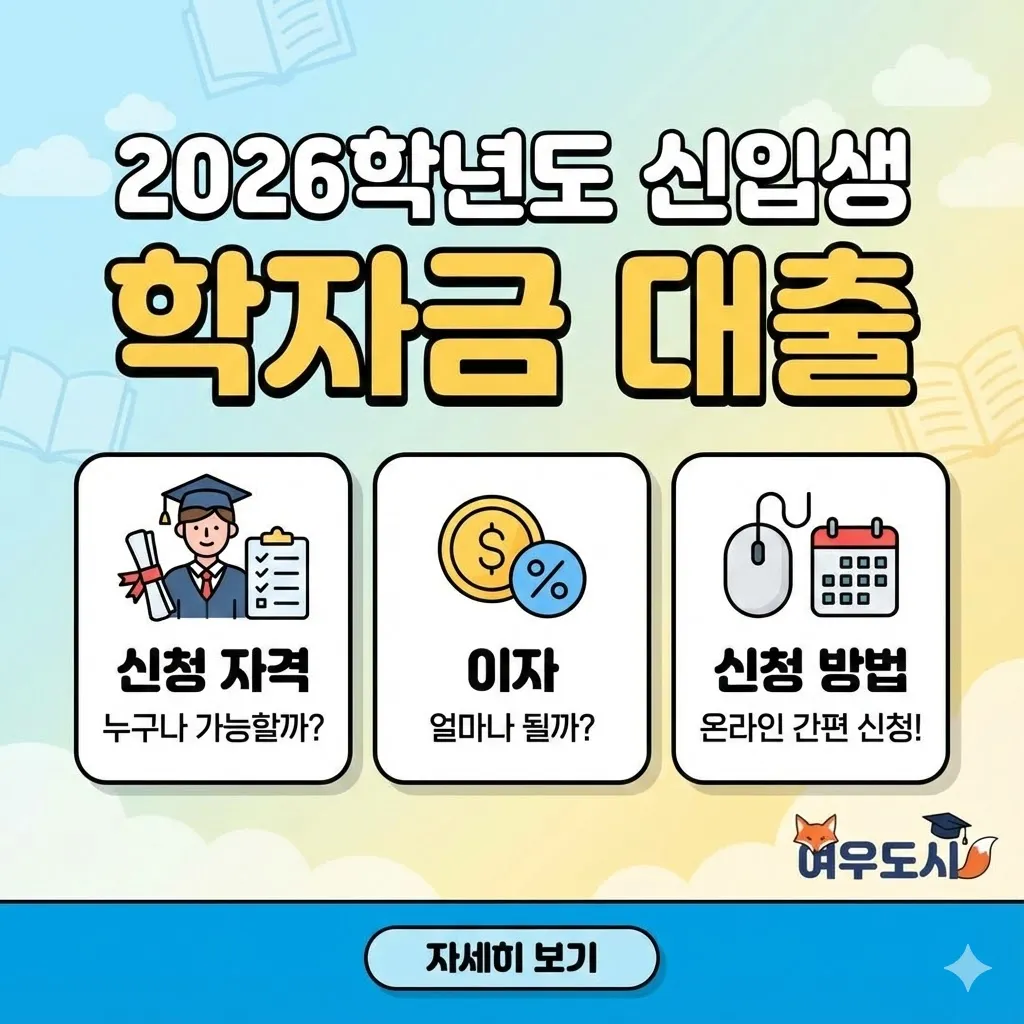 2026학년도 신입생 학자금 대출 신청, 신청 자격, 이자, 신청 방법