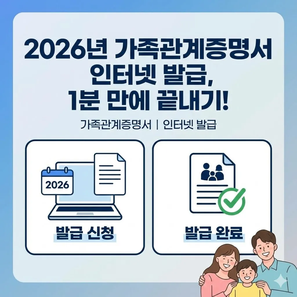 가족관계증명서 인터넷 발급 방법, 수수료 무료로 집에서 1분 만에 끝내기