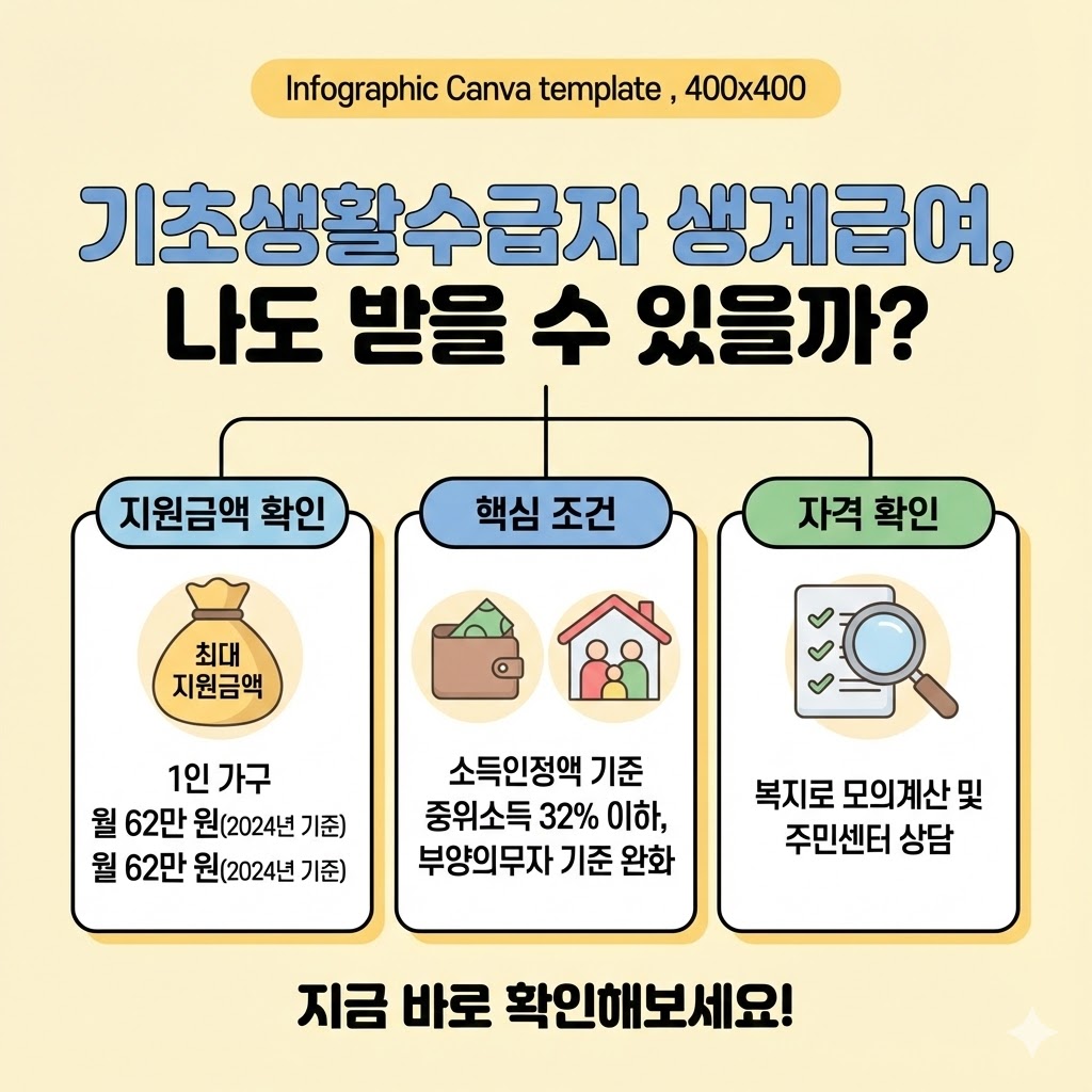 기초생활수급자 생계급여 지원금액과 조건 , 나도 받을 수 있을까?