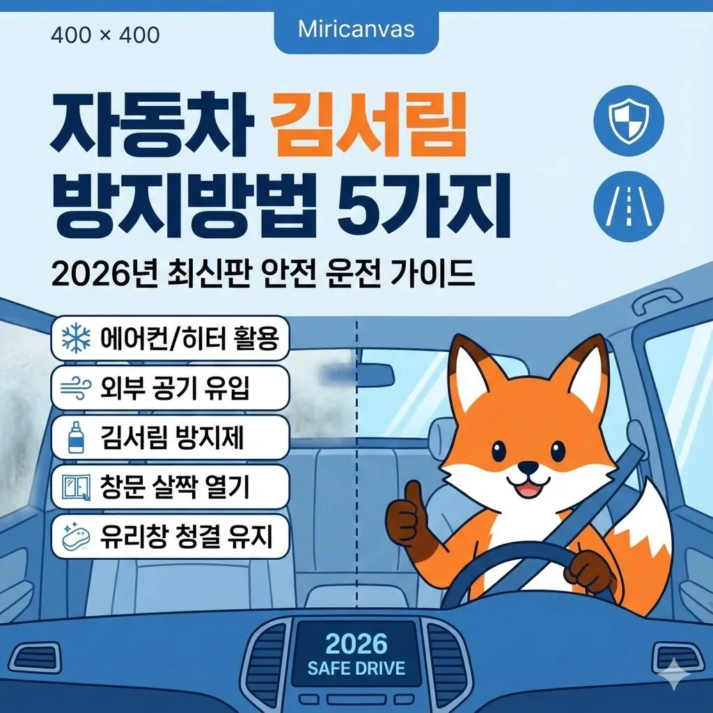 자동차 김서림 방지방법 5가지, 2026년 최신판 안전 운전 가이드