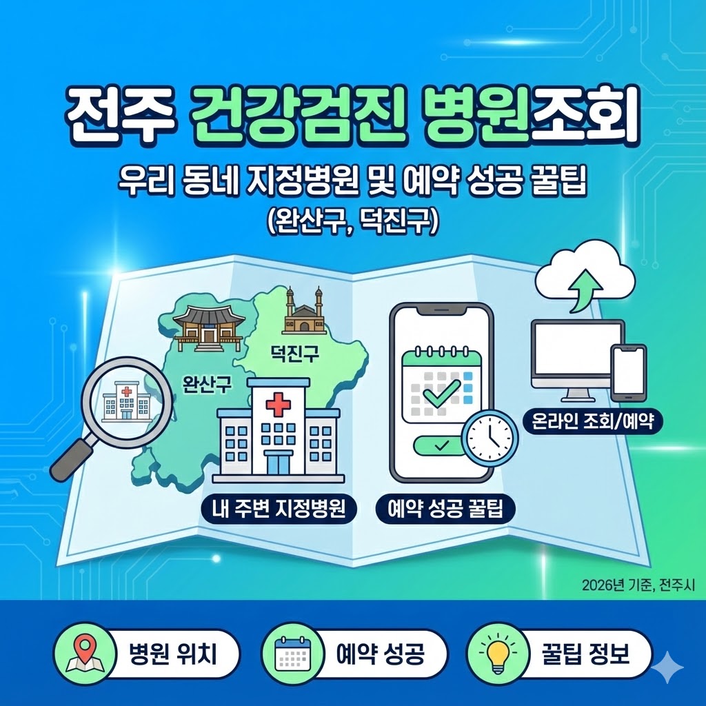 전주 건강검진 병원조회, 우리 동네 지정병원 및 예약 성공 꿀팁 (완산구, 덕진구)