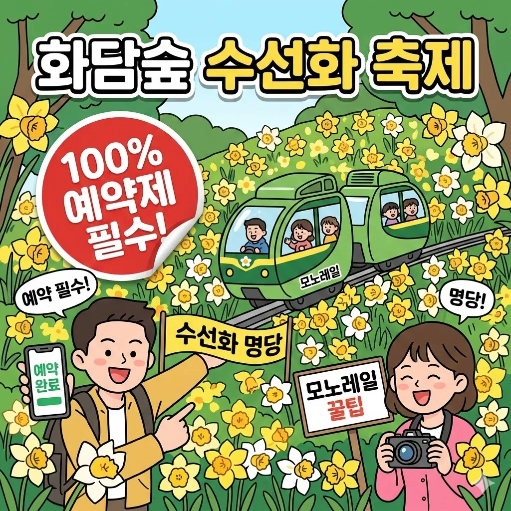 100% 예약제! 화담숲 봄 수선화 축제 명당과 모노레일 예약 팁