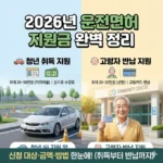 2026 운전면허 지원금 신청 대상 및 금액 방법 완벽 정리 (취득부터 반납까지)