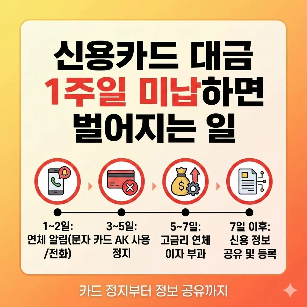 신용카드 대금 1주일 미납하면 벌어지는 일, 카드 정지부터 정보 공유까지