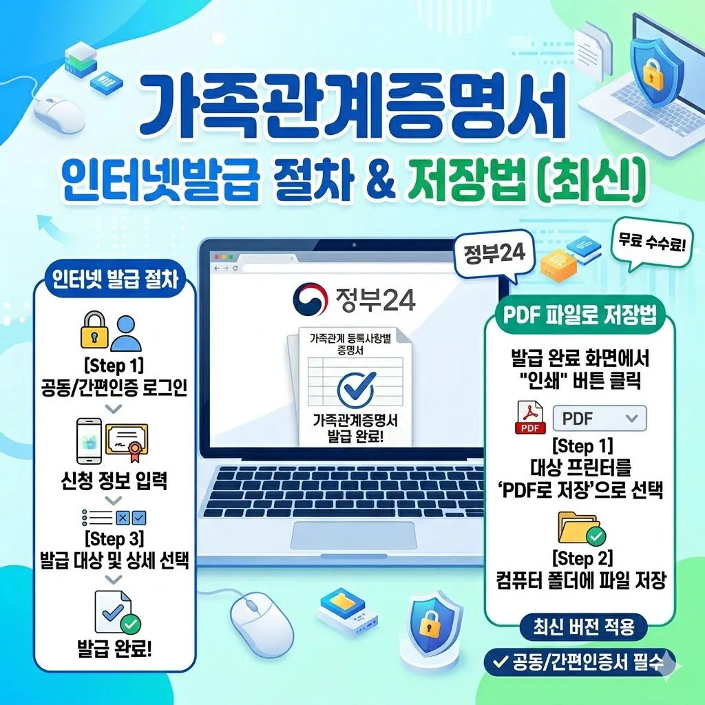 가족관계증명서 인터넷발급 절차 및 PDF 저장법(최신)