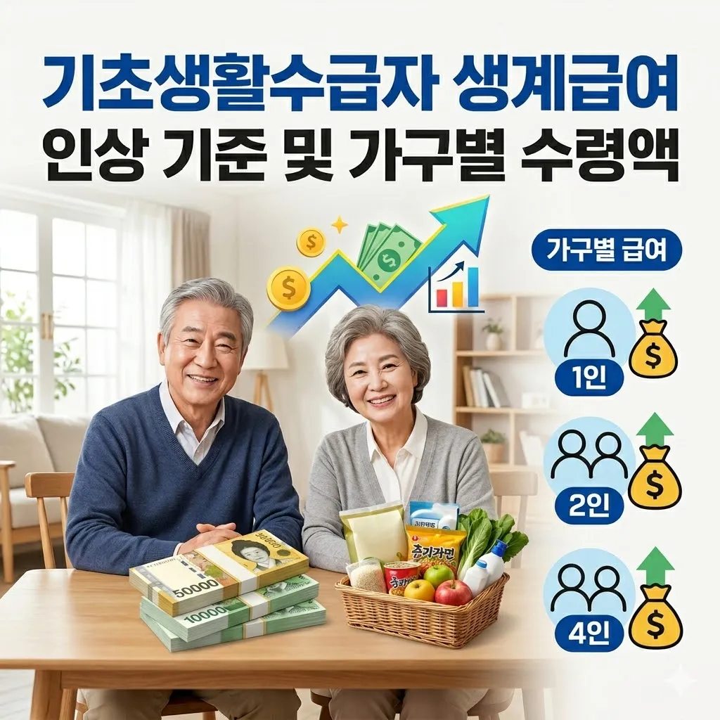 기초생활수급자 생계급여 인상 기준 및 가구별 수령액