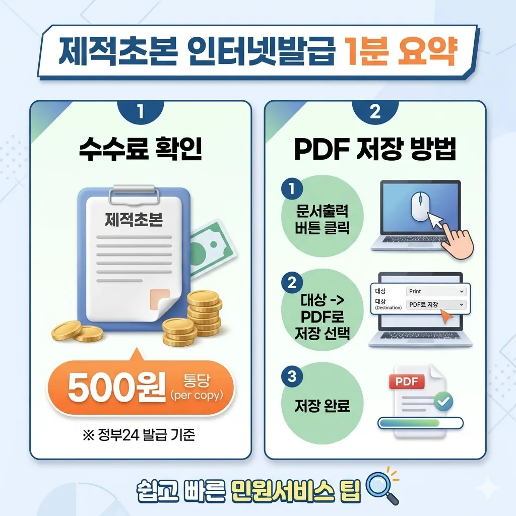 제적초본 인터넷발급 수수료 및 PDF 저장 1분 요약