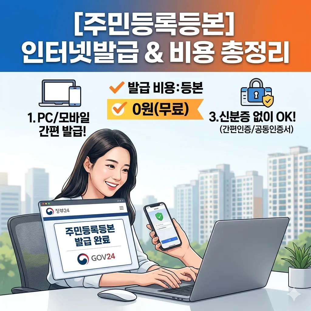주민등록등본 인터넷발급 방법 및 비용 총정리