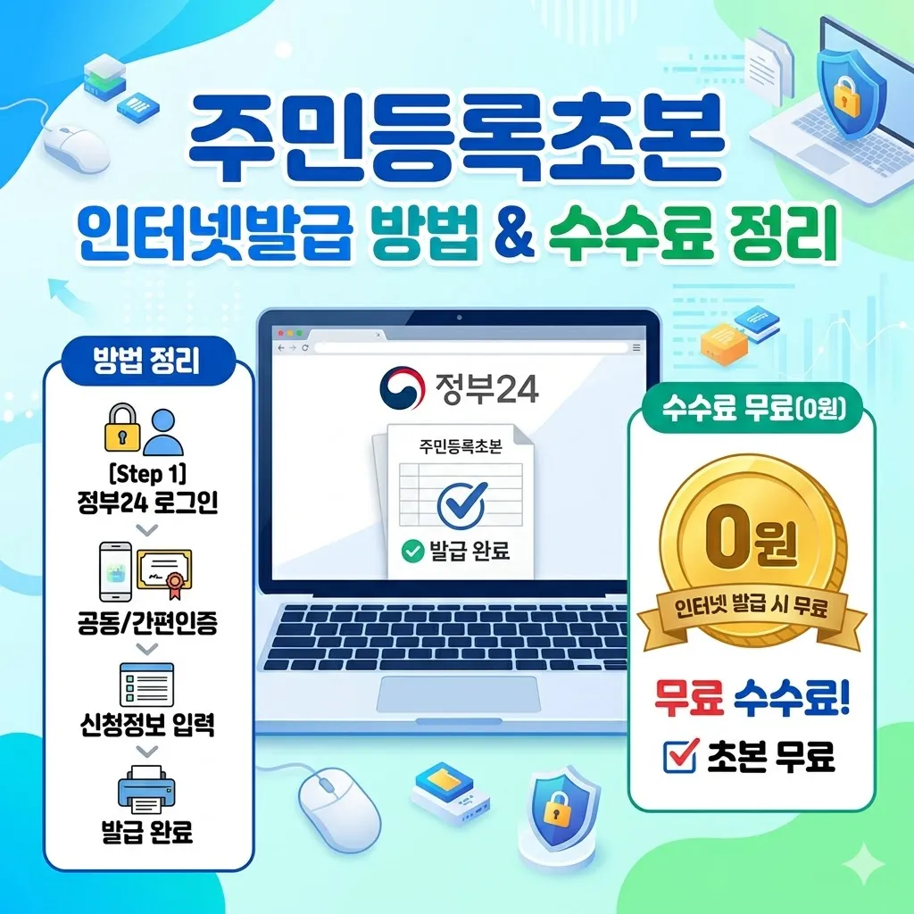 주민등록초본 인터넷발급 방법 및 무료 수수료 정리