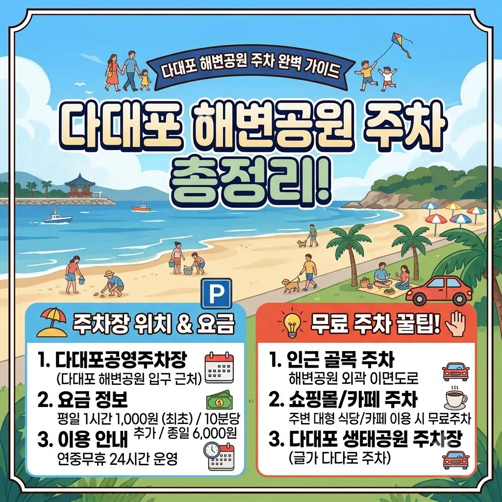 다대포 해변공원 주차장 위치 및 요금, 다대포 해변공원 무료 주차 꿀팁 총정리
