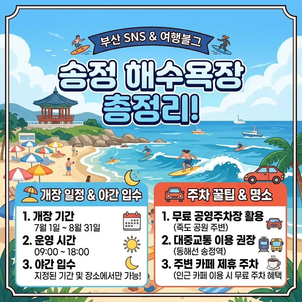 송정 해수욕장 개장 일정 및 야간 입수, 송정 해수욕장 주차 꿀팁 총정리